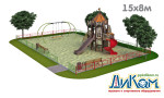 3D проект детской площадки 120м2