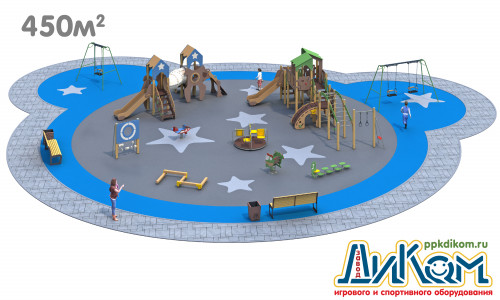 3D проект детской площадки 450м2