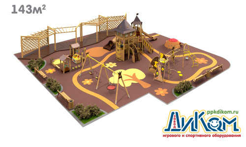 3D проект детской площадки 143м2