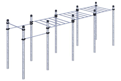 Классический трехуровневый рукоход с турниками W-02-026
