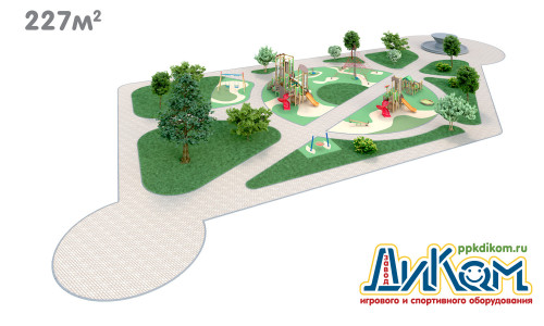 3D проект детской площадки 227м2