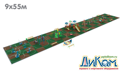 3D проект детской площадки 495м2