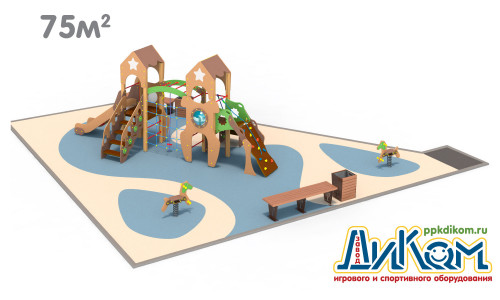 3D проект детской площадки 75м2