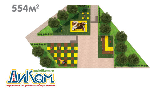 3D проект детской площадки 554м2