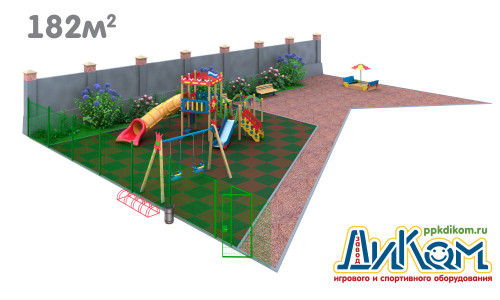3D проект детской площадки 182м2