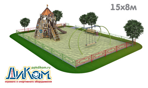 3D проект детской площадки 120м2