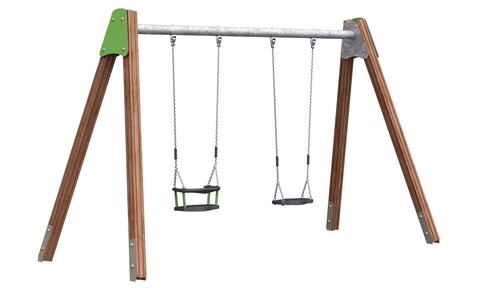 Качели на цепном подвесе "Двойные" (брус) КАЧ-1.9